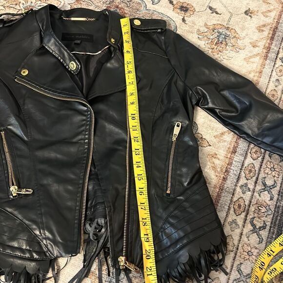 Steve madden faux leather motorcycle Fringe jacket - Picture 10 of 12